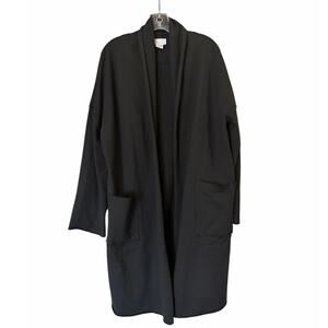 Soft Surroundings Womens Size Small Black Longline Open Front Cardigan Sweater